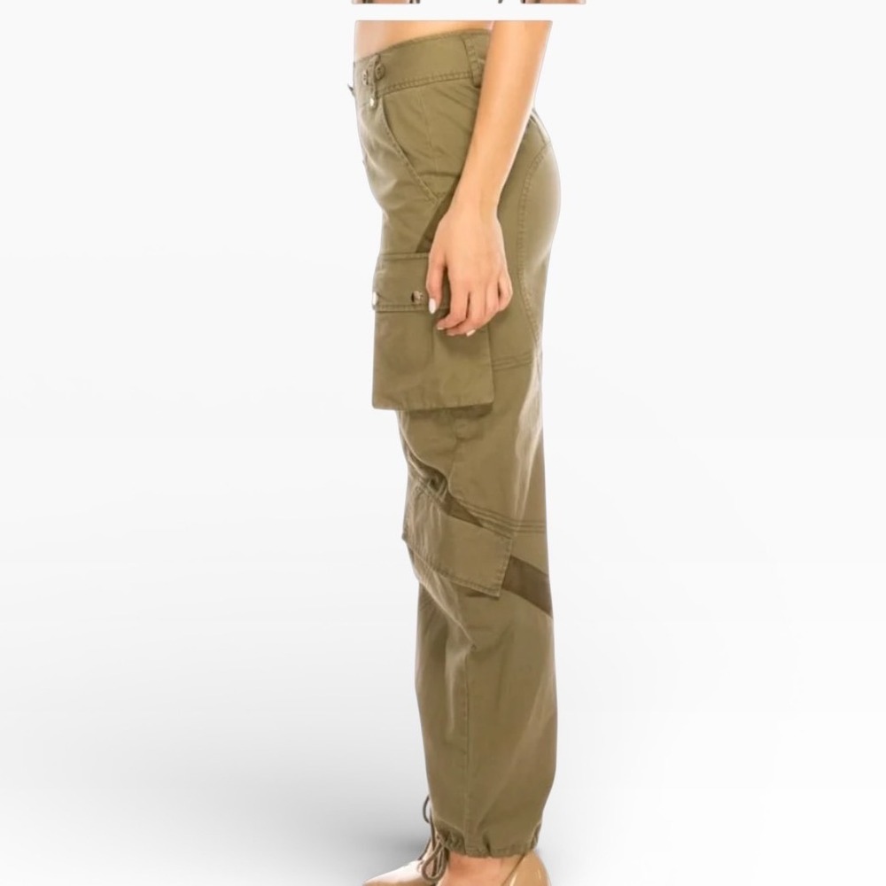Balkan Womens Olive Green Asymmetrical Button Fly Cargo Utility Pants Size‎ M - Picture 4 of 11